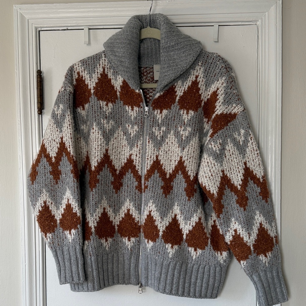 VARLEY Grey Melange Brockley Jacquard Knit Jacket